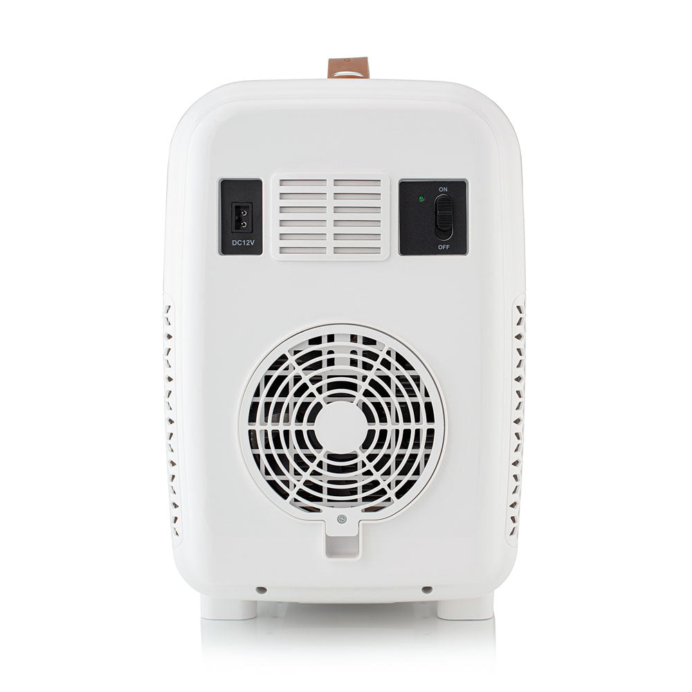 Subcold Pro 10L mini fridge back view with vent grille and DC12V/ON-OFF controls