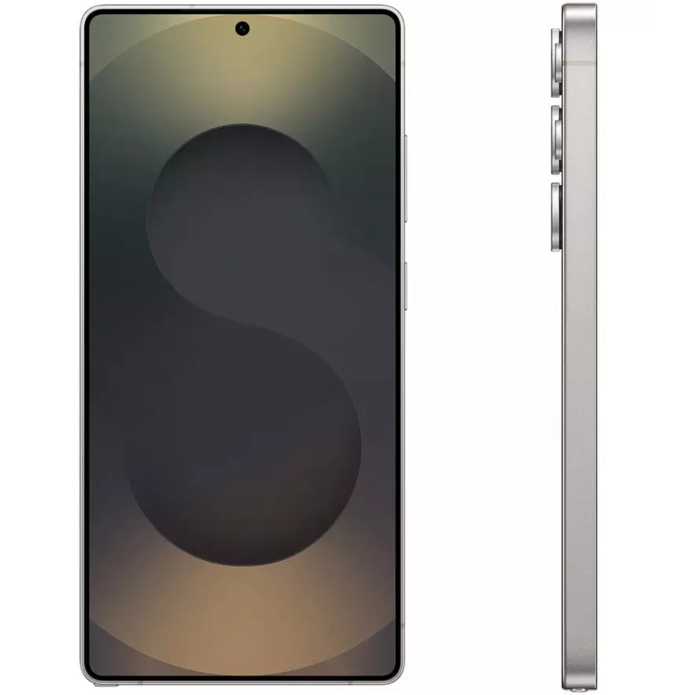 Jet black Samsung Galaxy S25 Ultra front display and thin side edge
