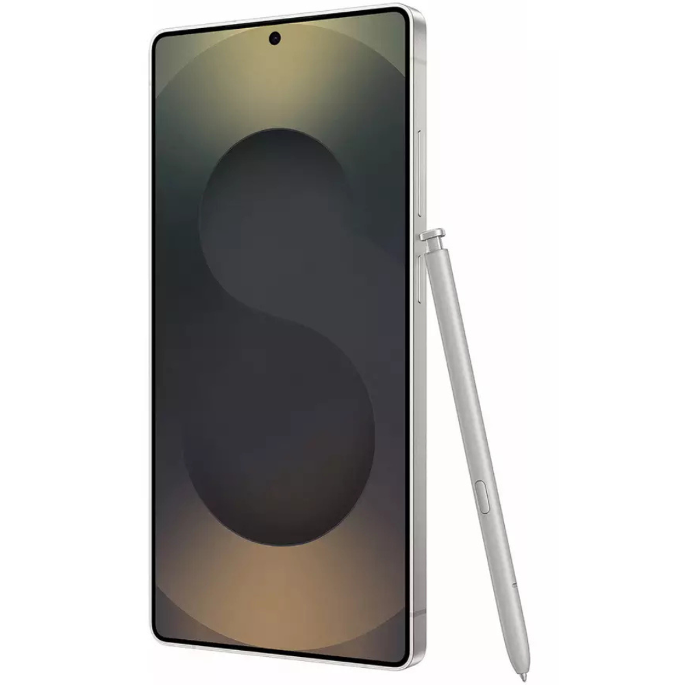 Jet black Samsung Galaxy S25 Ultra front display with S Pen