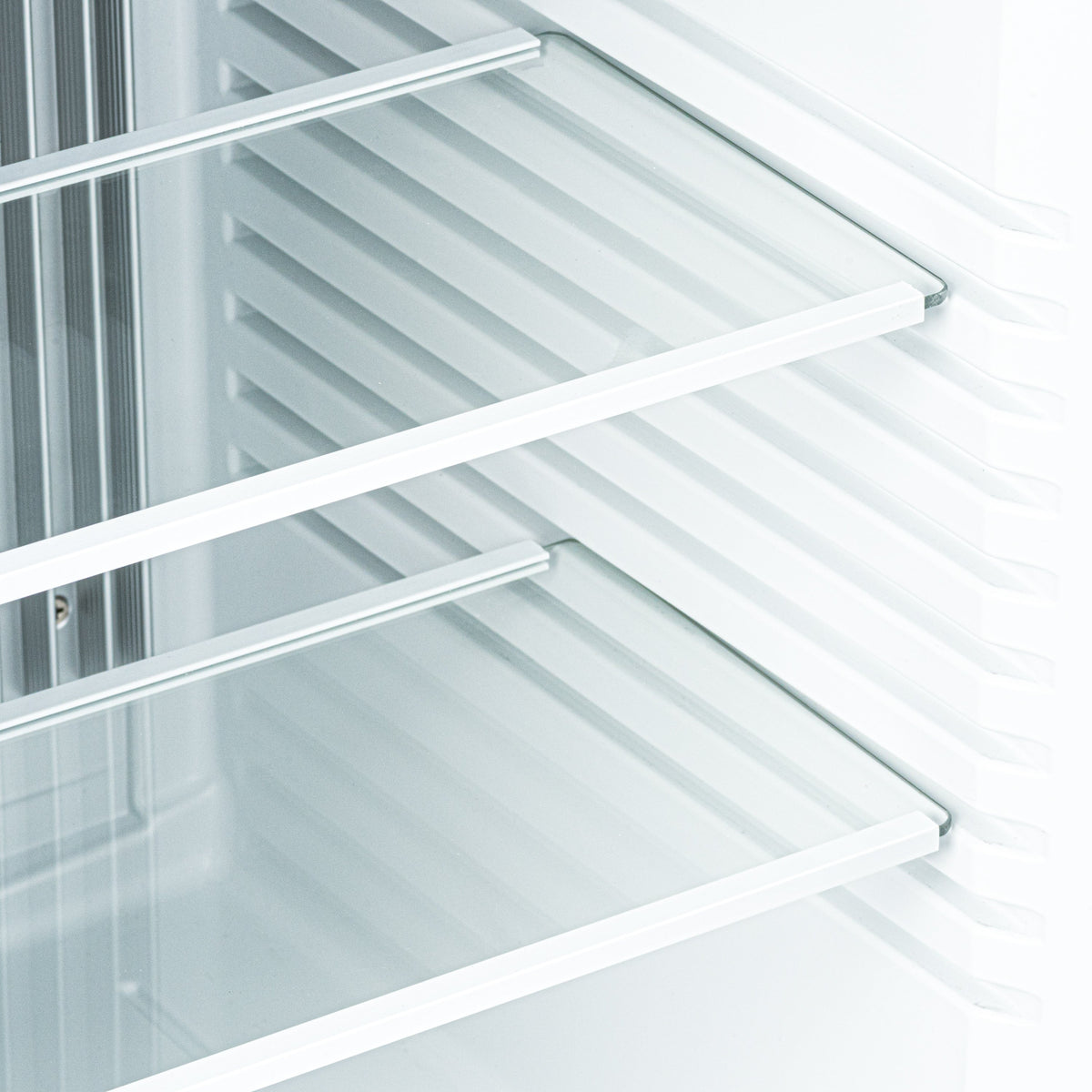 Glass mini bar fridge shelf racks with clear, removable rack bars