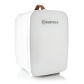 White mini fridge with front SUBCOLD logo and carry handle