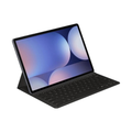 Black tablet keyboard folio cover with key layout, open typing view