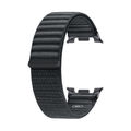 Graphite fabric watch band with textile weave and metal clasp pieces