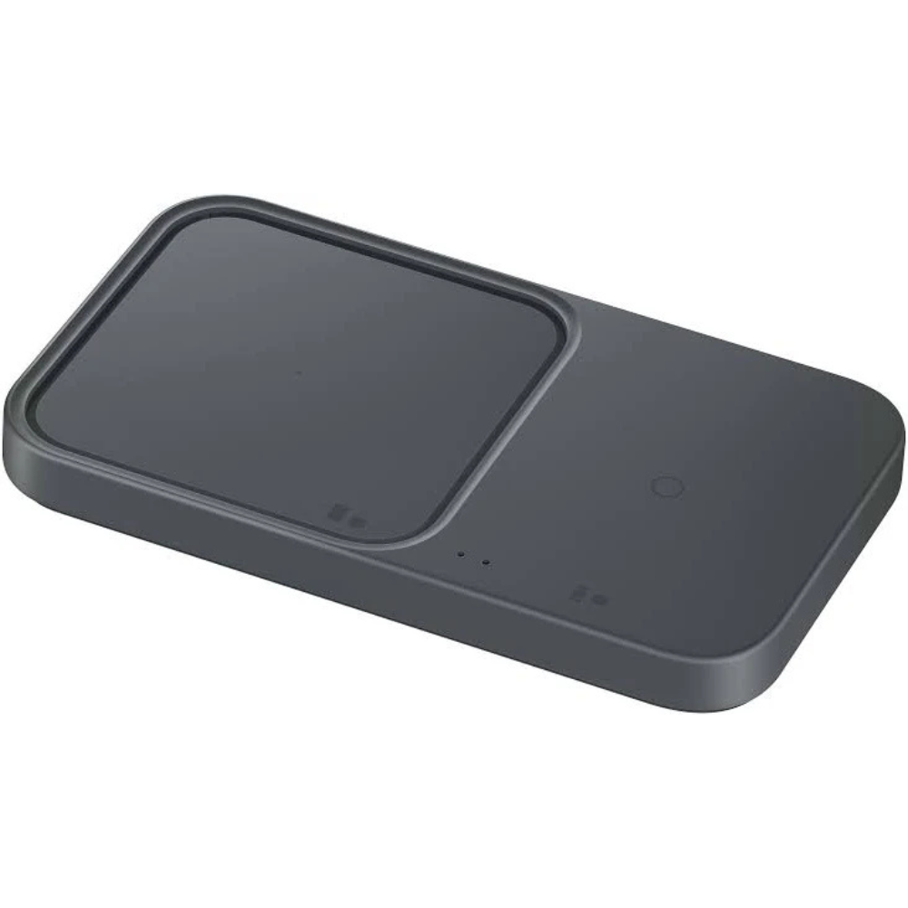 Dark gray wireless charging pad with dual charging zone, flat top