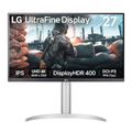 27-inch LG UltraFine monitor with silver stand and thin black bezel, front view.