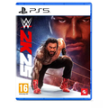 PS5 wrestling video game case with wrestler artwork, WWE logo, and 16 rating