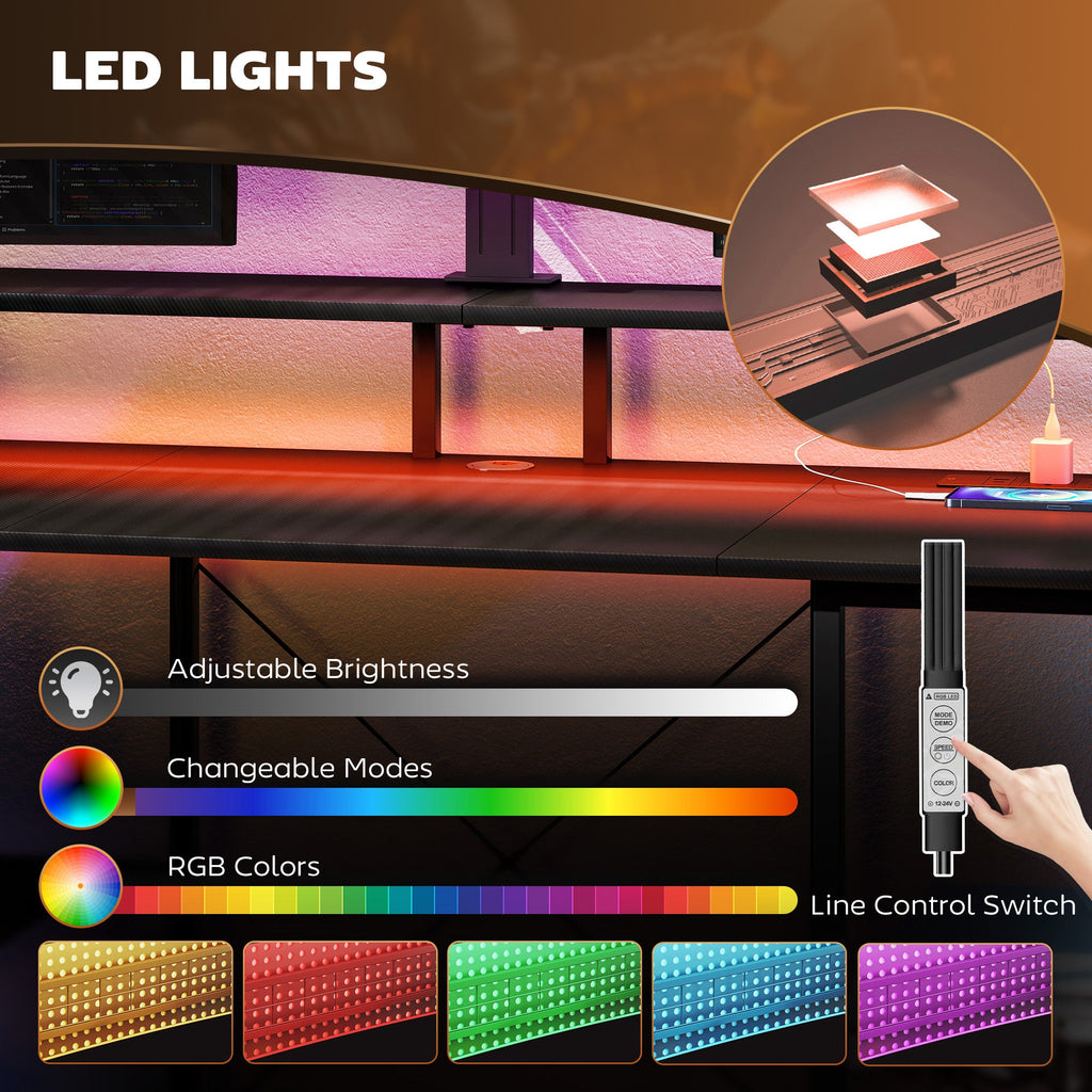 RGB LED strip lighting under desk with line control switch