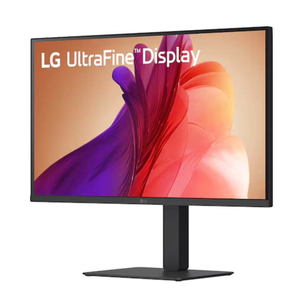 32-inch LG UltraFine™ monitor with black pedestal stand, slightly angled front view