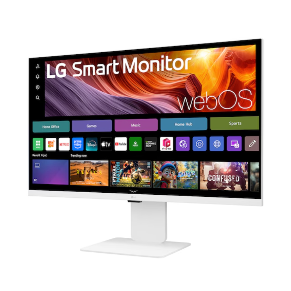 LG Smart Monitor 32-inch 4K IPS display with white base stand, no remote