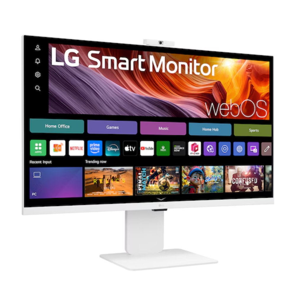 LG Smart Monitor 32-inch 4K IPS monitor with front screen and centered white stand