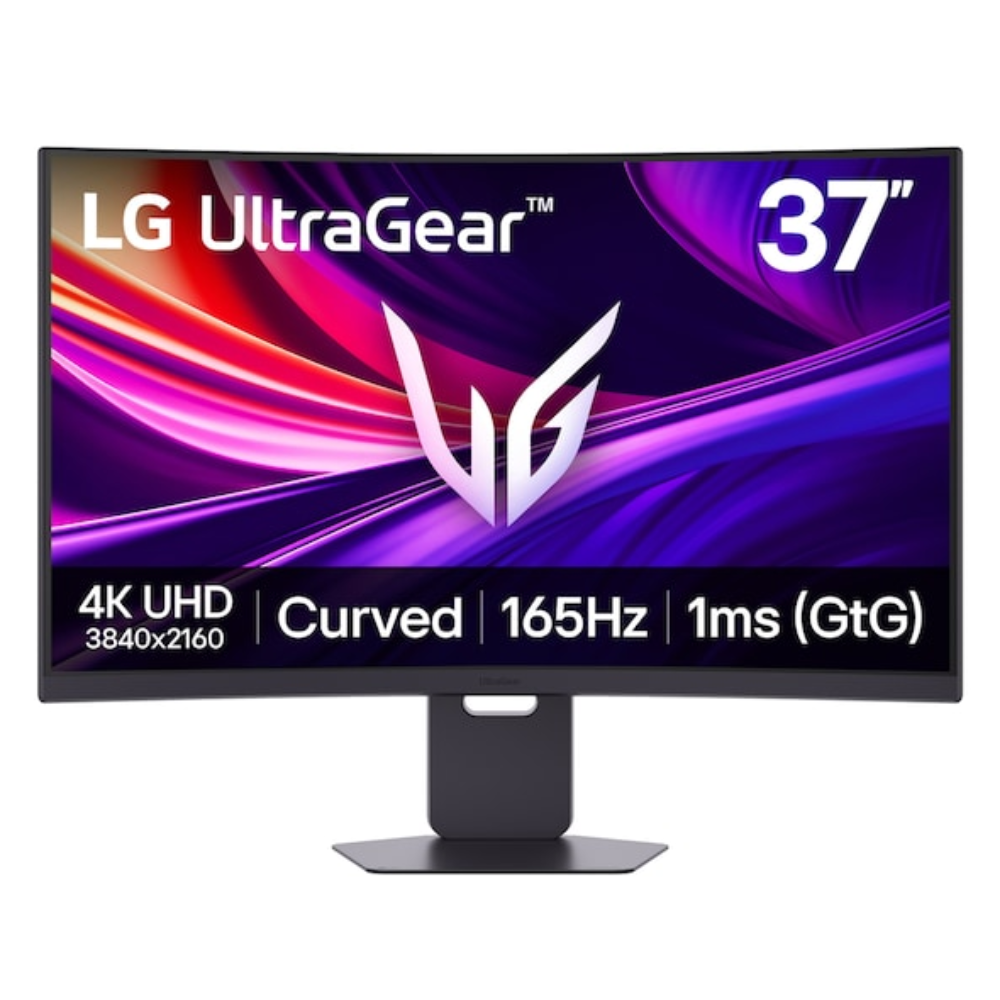 37-inch curved gaming monitor with 4K UHD display and base stand