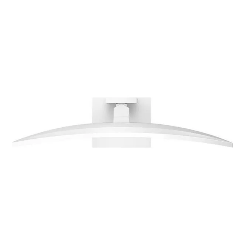 Ultra-slim monitor with curved stand underside and white finish