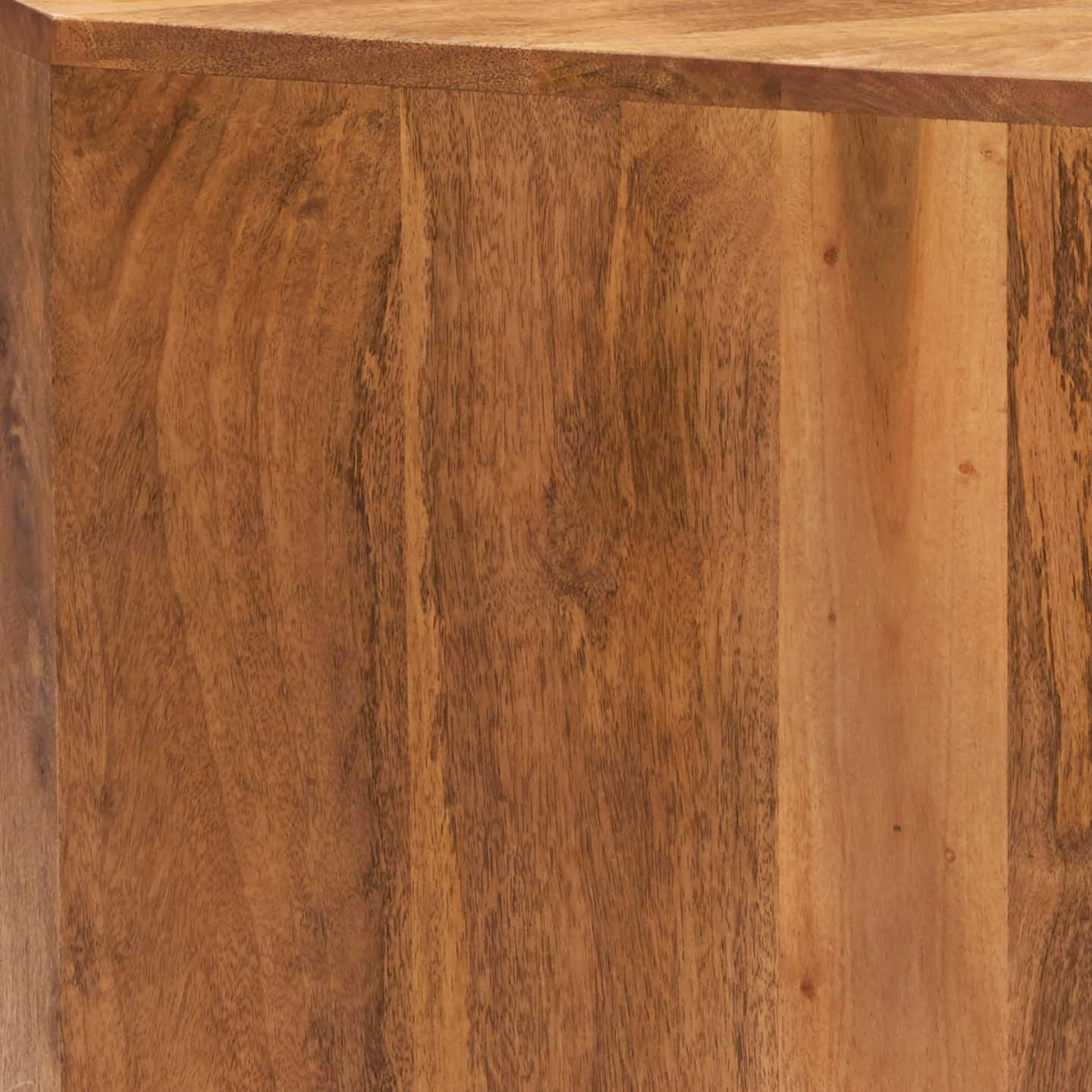 Mango wood cabinet panel close-up with natural grain texture