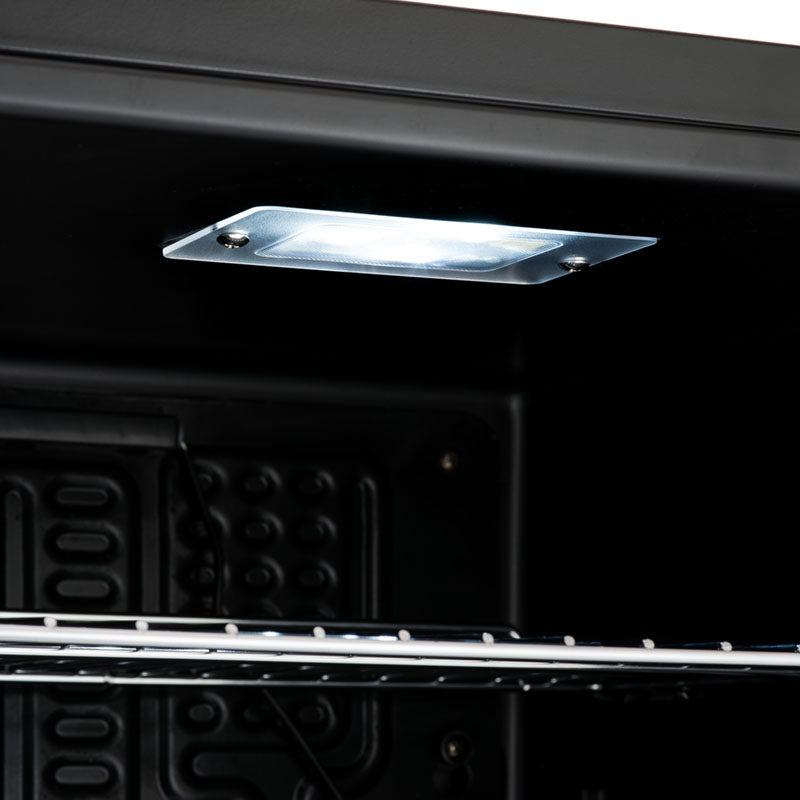 Subcold Super50 LED beer fridge interior, close-up of shelf and LED light fixture