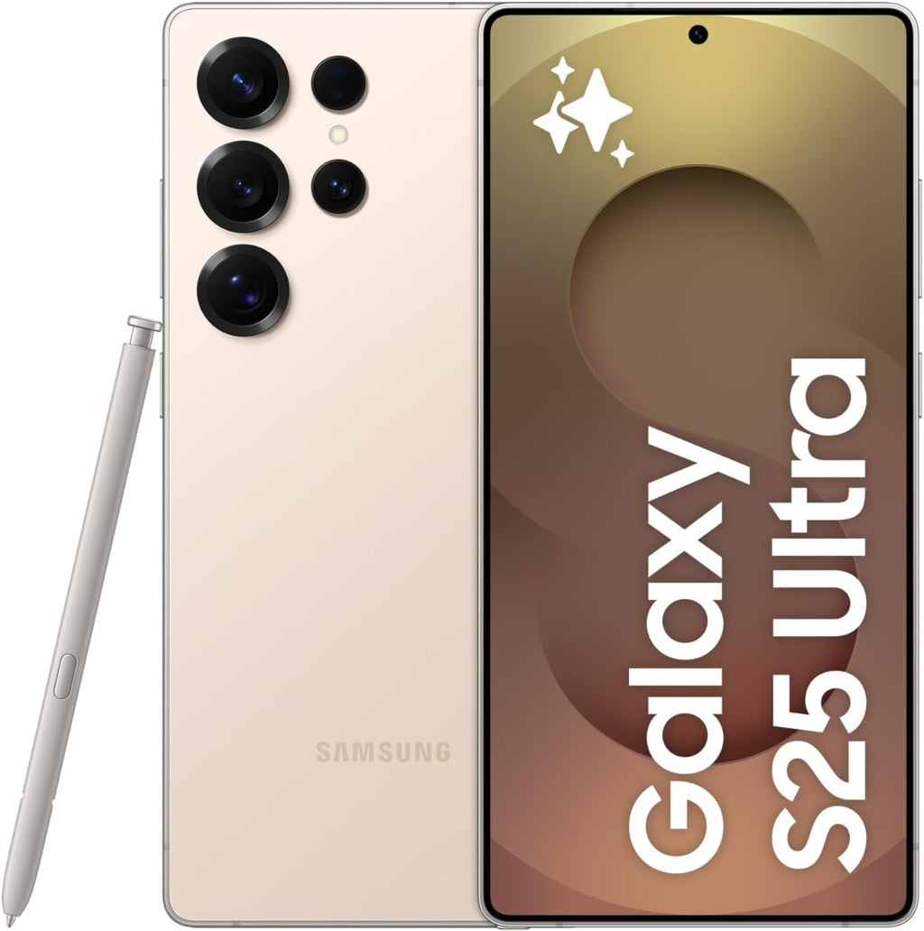 Smartphone front with Galaxy AI display and S Pen stylus