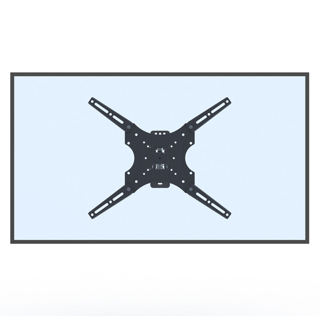 Swivel TV wall mount bracket plate with cross arms and mounting slots, dark finish