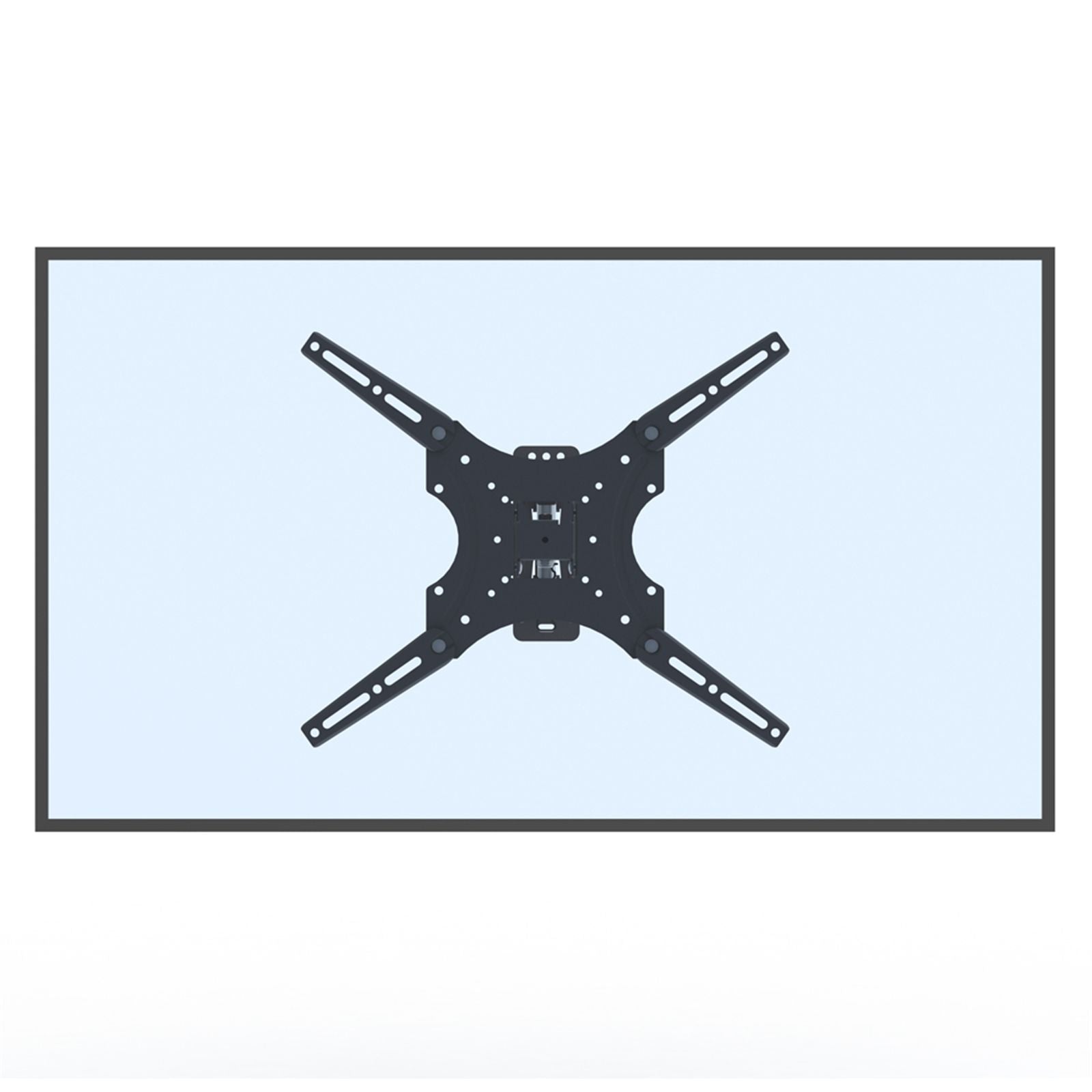 Swivel TV wall mount bracket plate with cross arms and mounting slots, dark finish