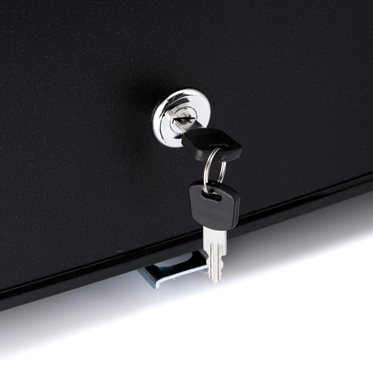 Tabletop fridge lock cylinder with two keys on front edge