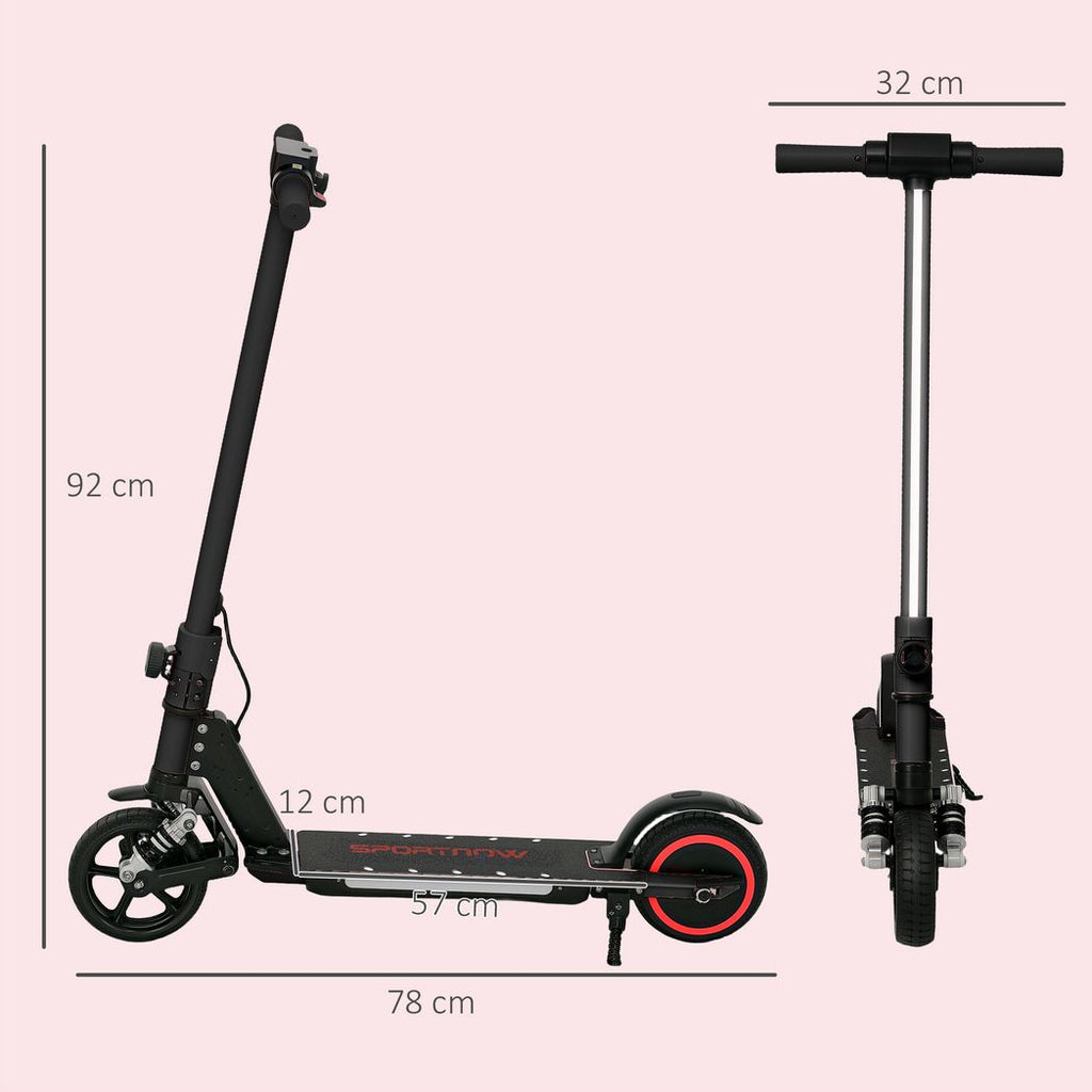 Folding electric scooter in black, side profile with handlebar and front wheel