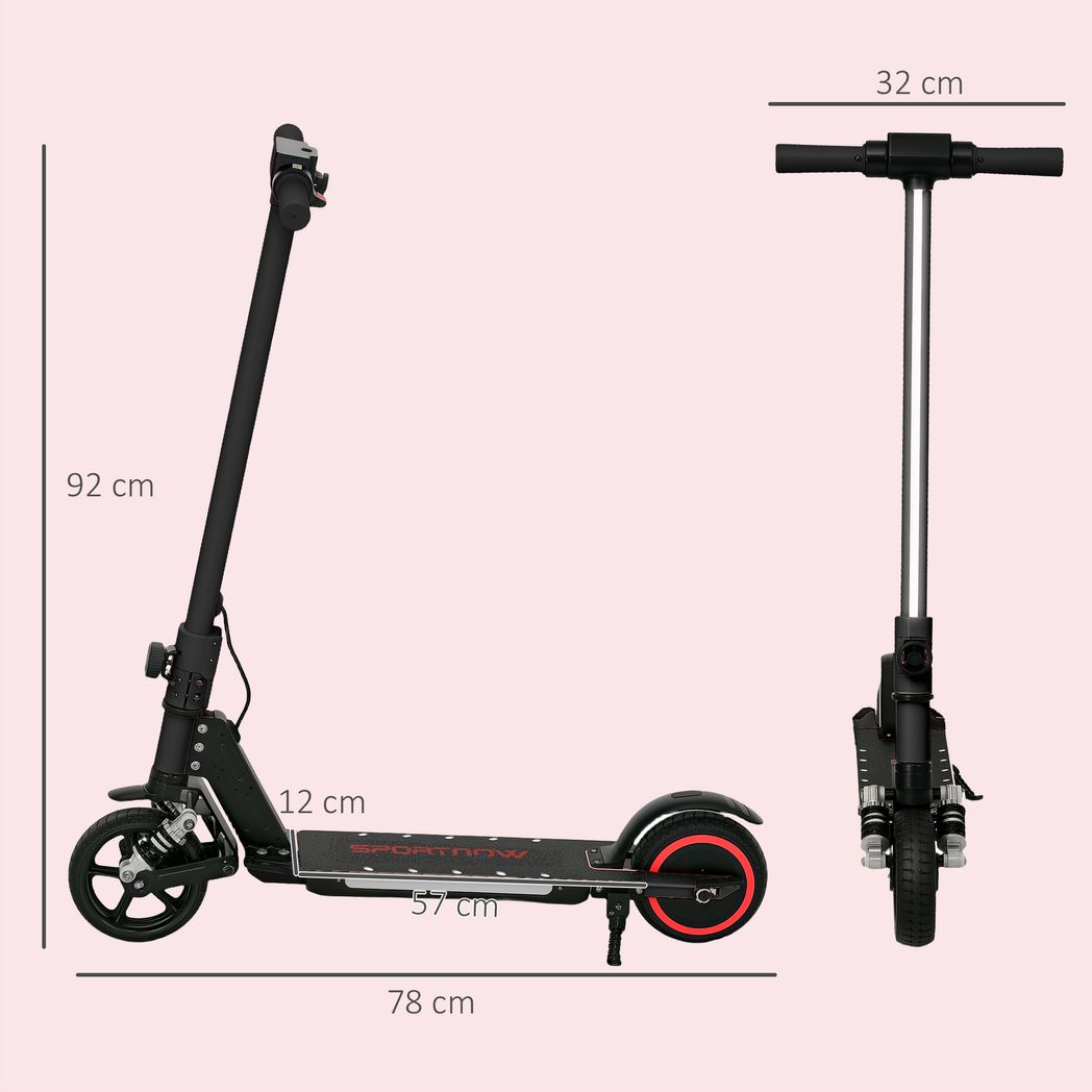 Folding electric scooter in black, side profile with handlebar and front wheel
