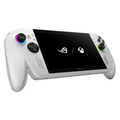 White handheld gaming console with gamepad controllers and 7-inch touchscreen display