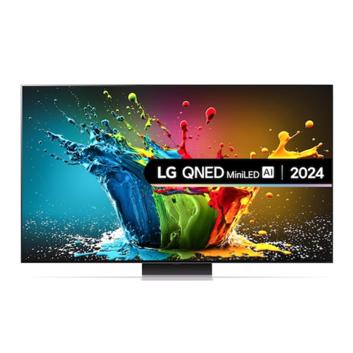 86-inch LG QNED MiniLED AI TV with colorful splash display