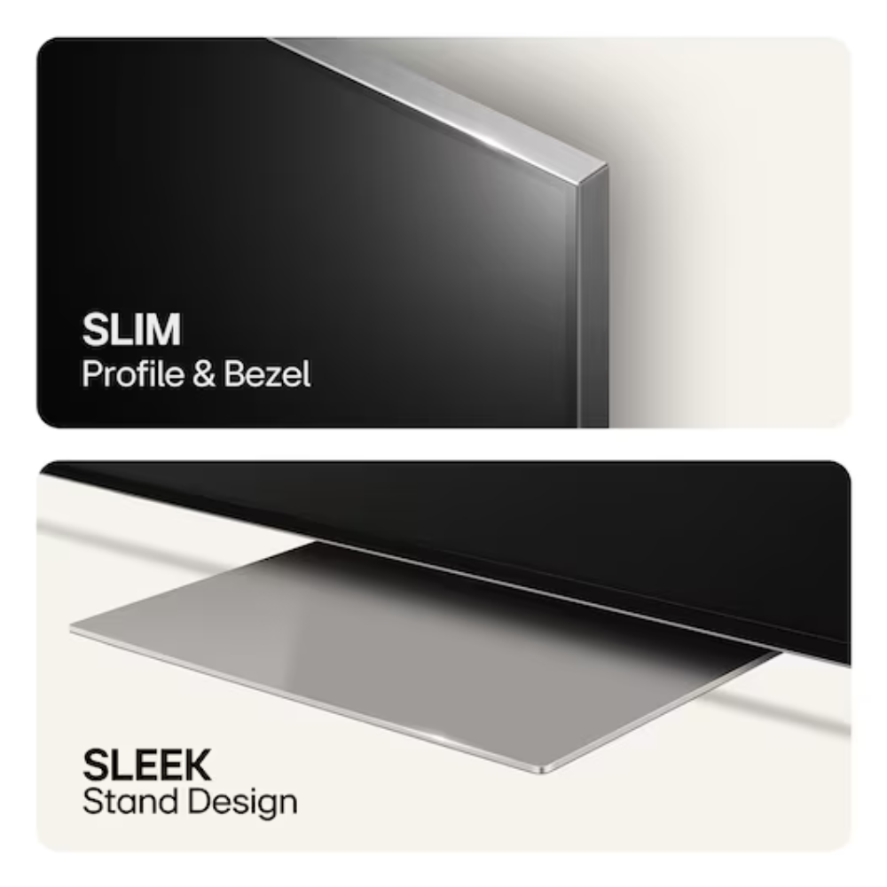 Slim LG QNED TV with sleek stand design and slim bezel