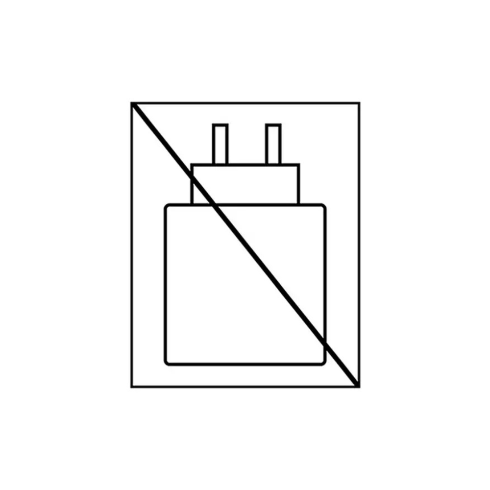 USB power icon with crossed-out charging cable graphic