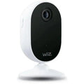 Indoor WiZ network camera with black front and wide-angle lens, white body.