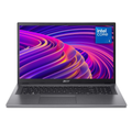 Acer Aspire GO 17 laptop, silver, front view with keyboard and colorful display
