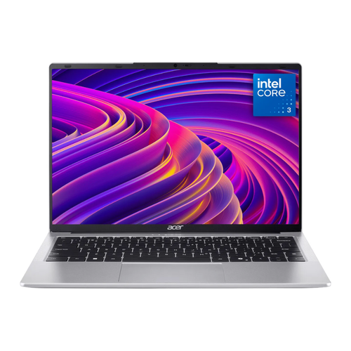 Acer Aspire Lite 14-inch laptop with Intel Core 3 screen, slim silver keyboard