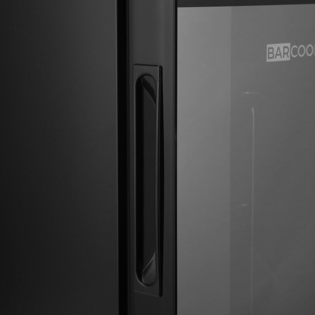 Dark LED wine cooler door handle with recessed grip