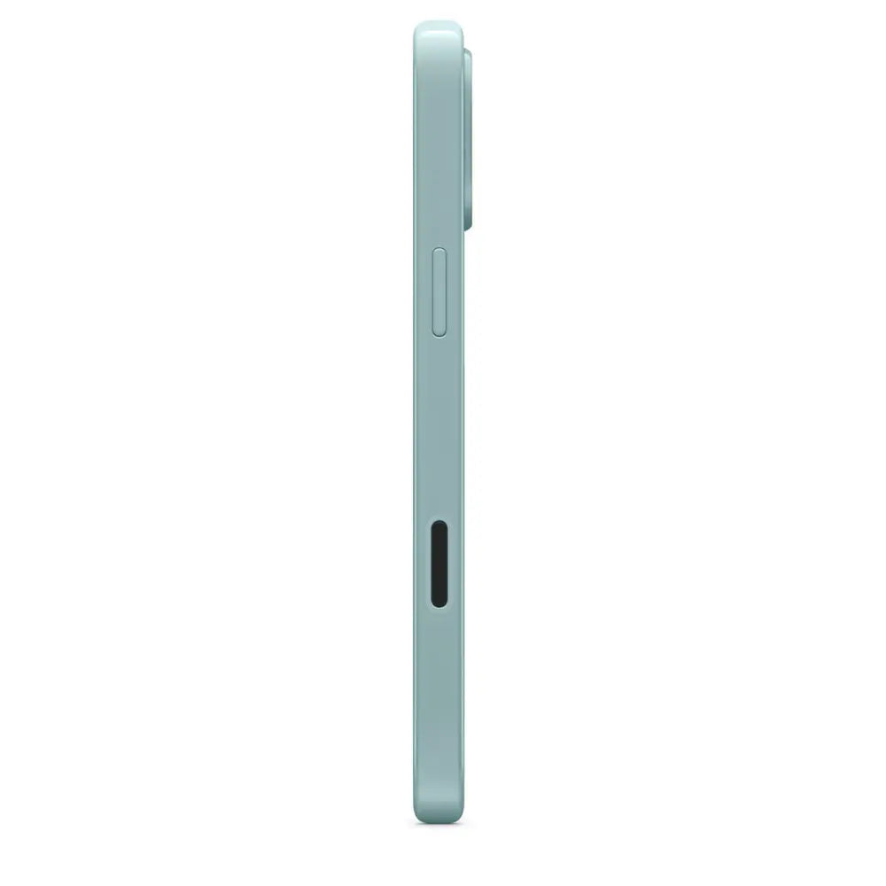 Beats MagSafe iPhone case side view, riptide blue with button openings