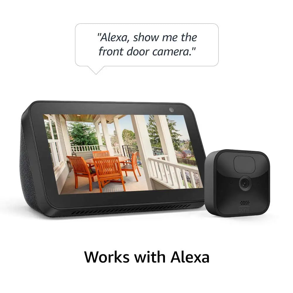 Home monitor device with front door camera view and compact mini camera, black