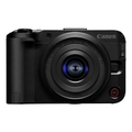 Canon mirrorless camera with attached 14-30mm lens, front view