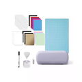 Lavender craft cutting machine kit with blue cutting mat, vinyl sheets, and tools