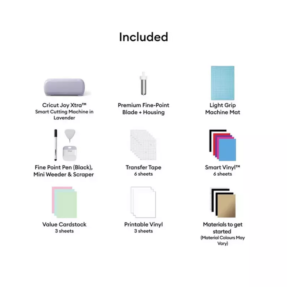 Craft cutting machine accessories set with blade, mat, vinyl, and cardstock sheets