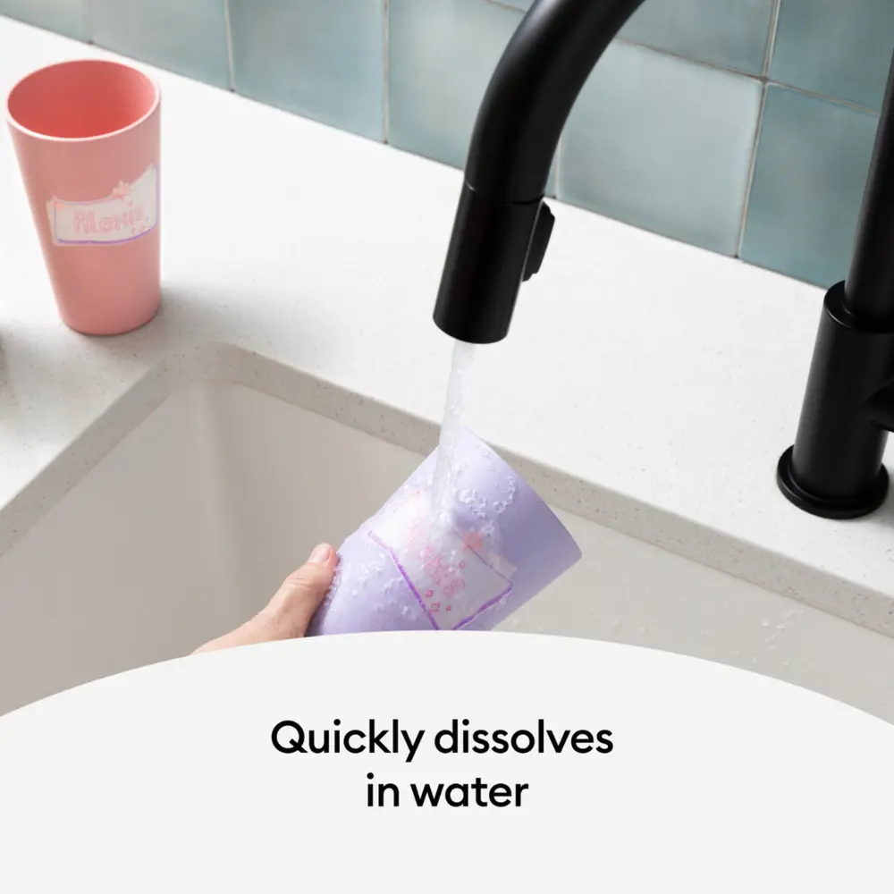 Dissolvable Smart LabelTM paper label sheet dissolving in water
