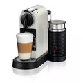White De'Longhi Nespresso Citiz & Milk coffee machine with cup and milk jug
