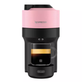 DELONGHI VERTUO POP Nespresso machine, candy pink top with black body and cup