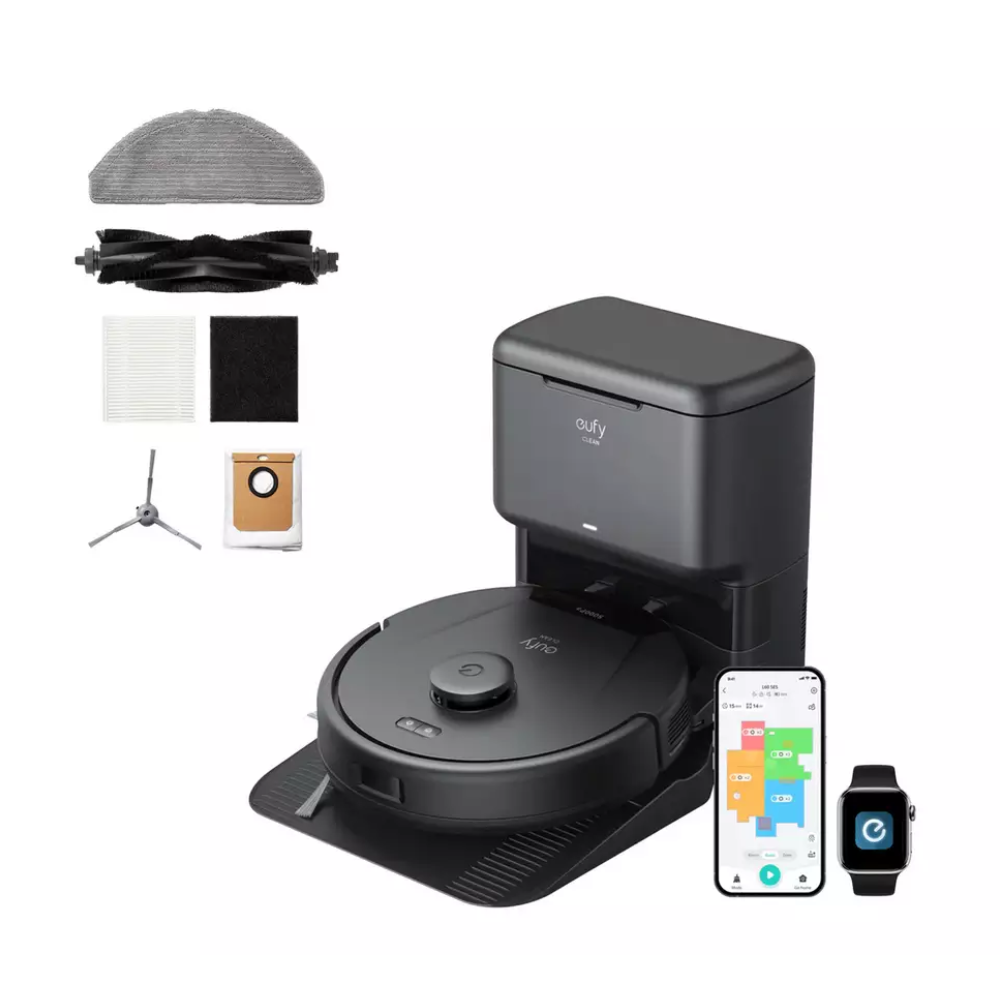 EUFY L60 hybrid robot vacuum and mop with self-empty station and included accessories