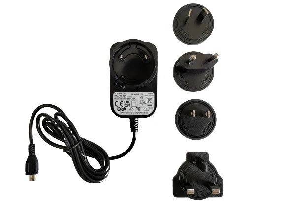Projector power adapter set with cables and interchangeable plug heads