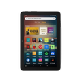 Black Fire HD 8 tablet with front touchscreen displaying app menu
