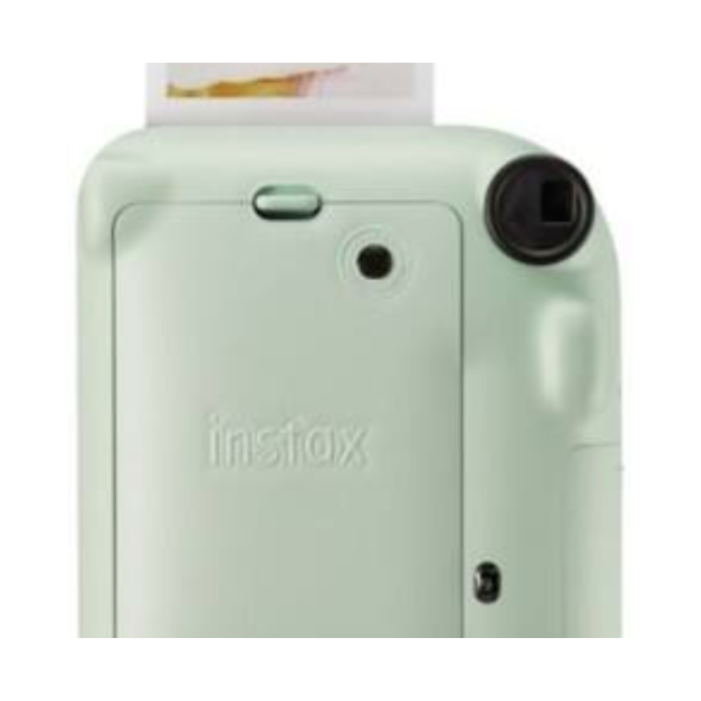 Mint instax Mini 12 instant camera back with instax logo and shutter button