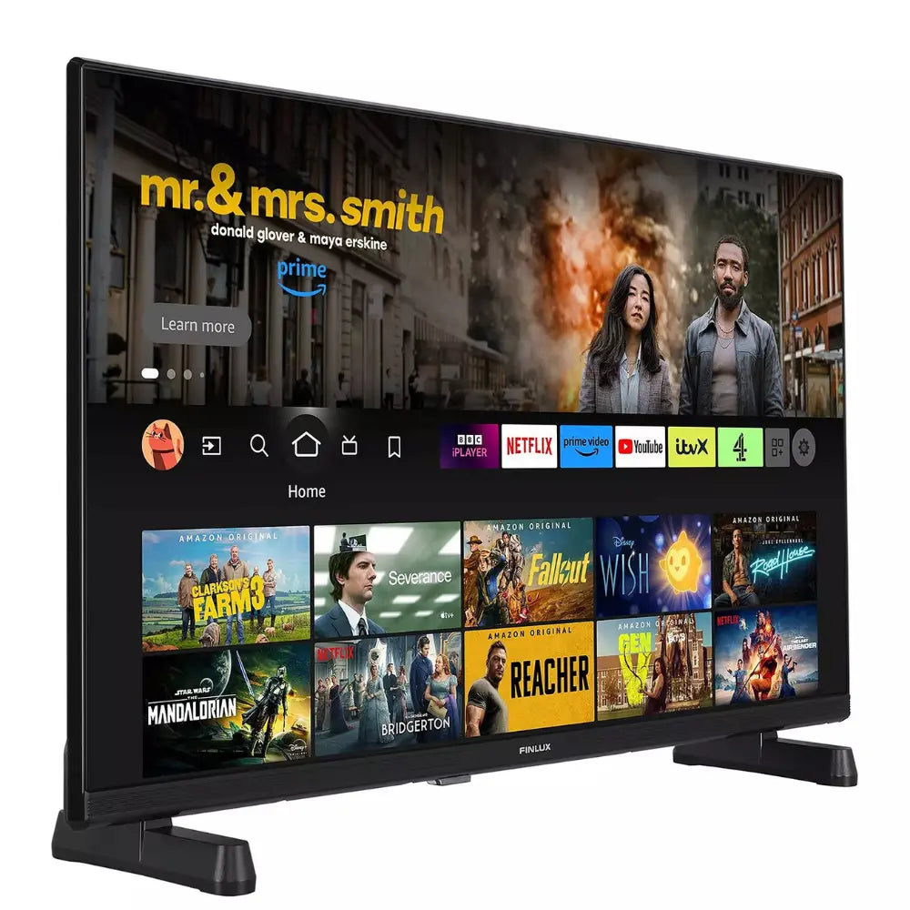 Finlux 32-inch HD Fire TV smart LED TV front view with streaming tiles