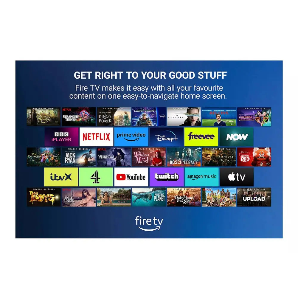 Finlux 32-inch HD Fire TV smart LED TV Fire TV home screen app icons