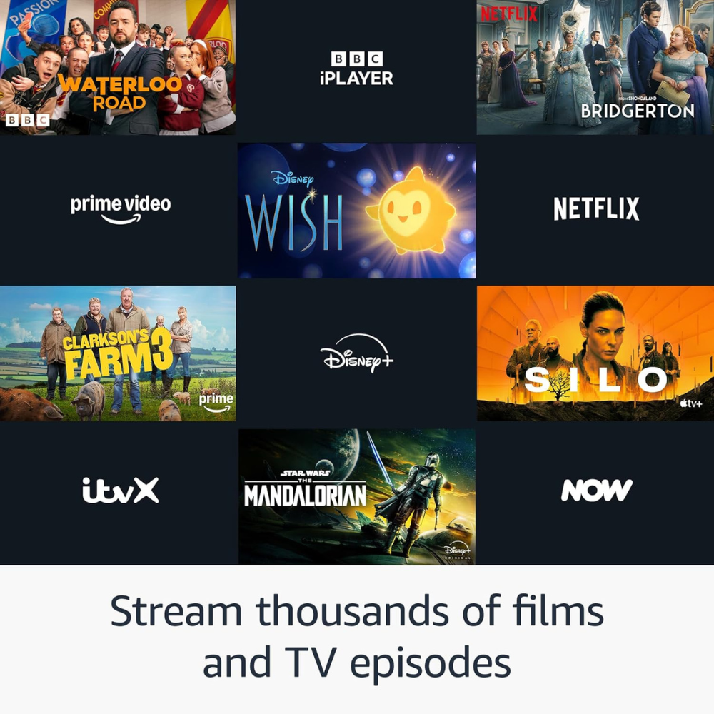 Streaming services app tiles displayed on TV screen