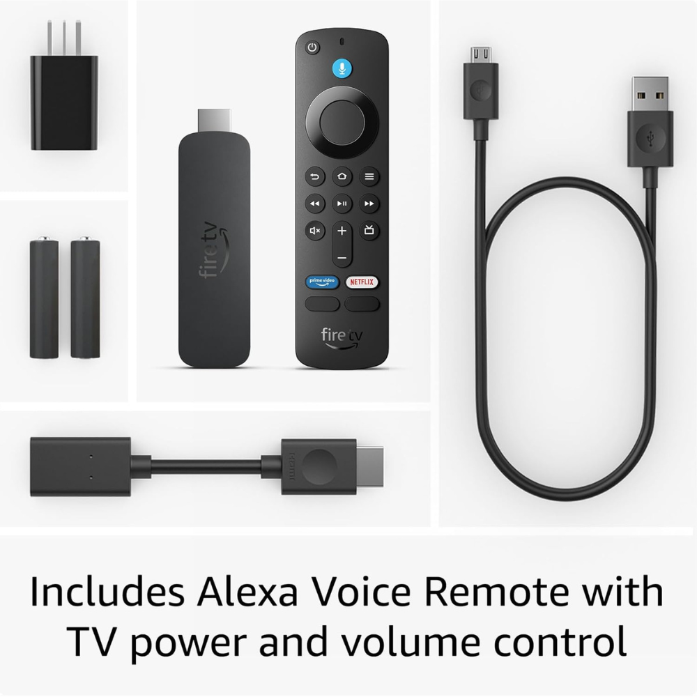 Streaming stick kit with Alexa remote and HDMI cable, black