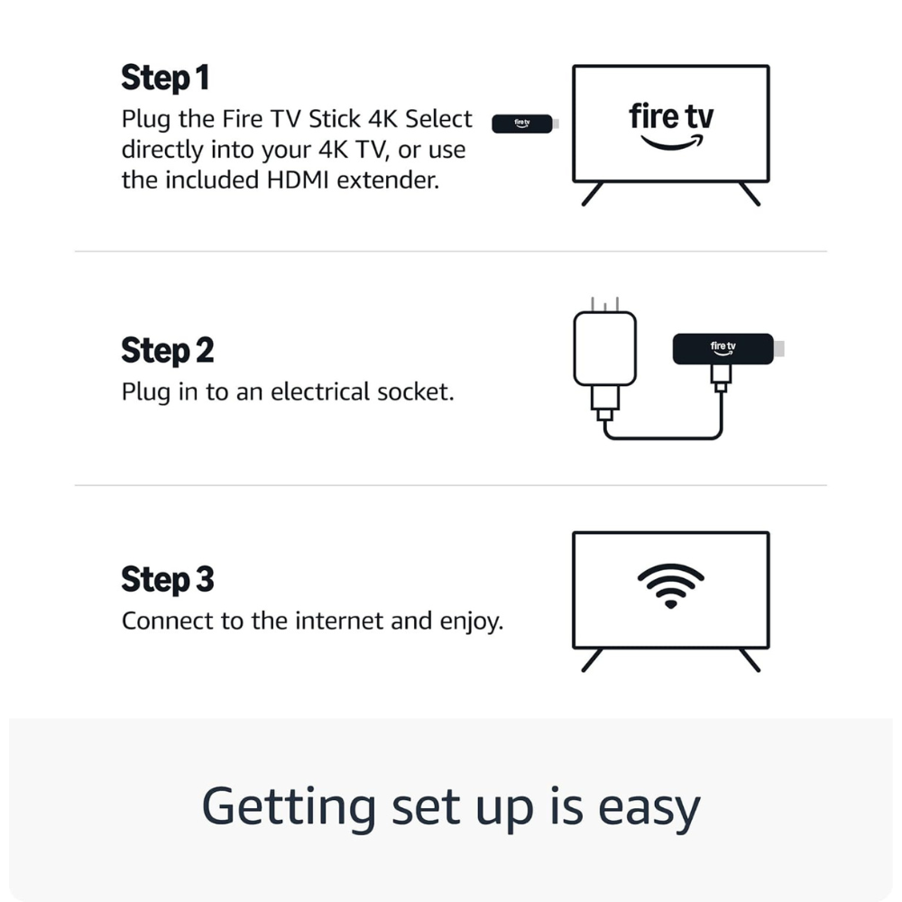 Setup instructions with HDMI connection, power plug, and Wi‑Fi connection steps