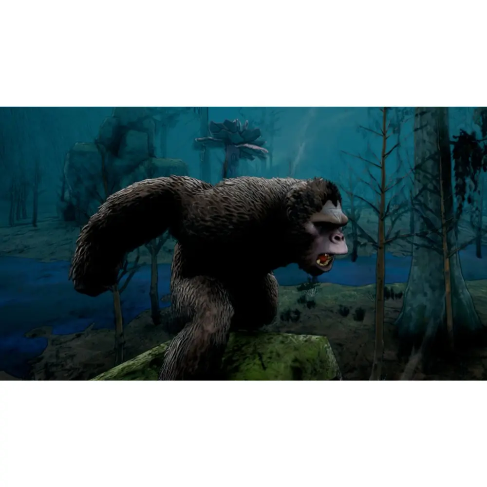 Nintendo Switch game artwork with a snarling gorilla-like creature in a forest scene